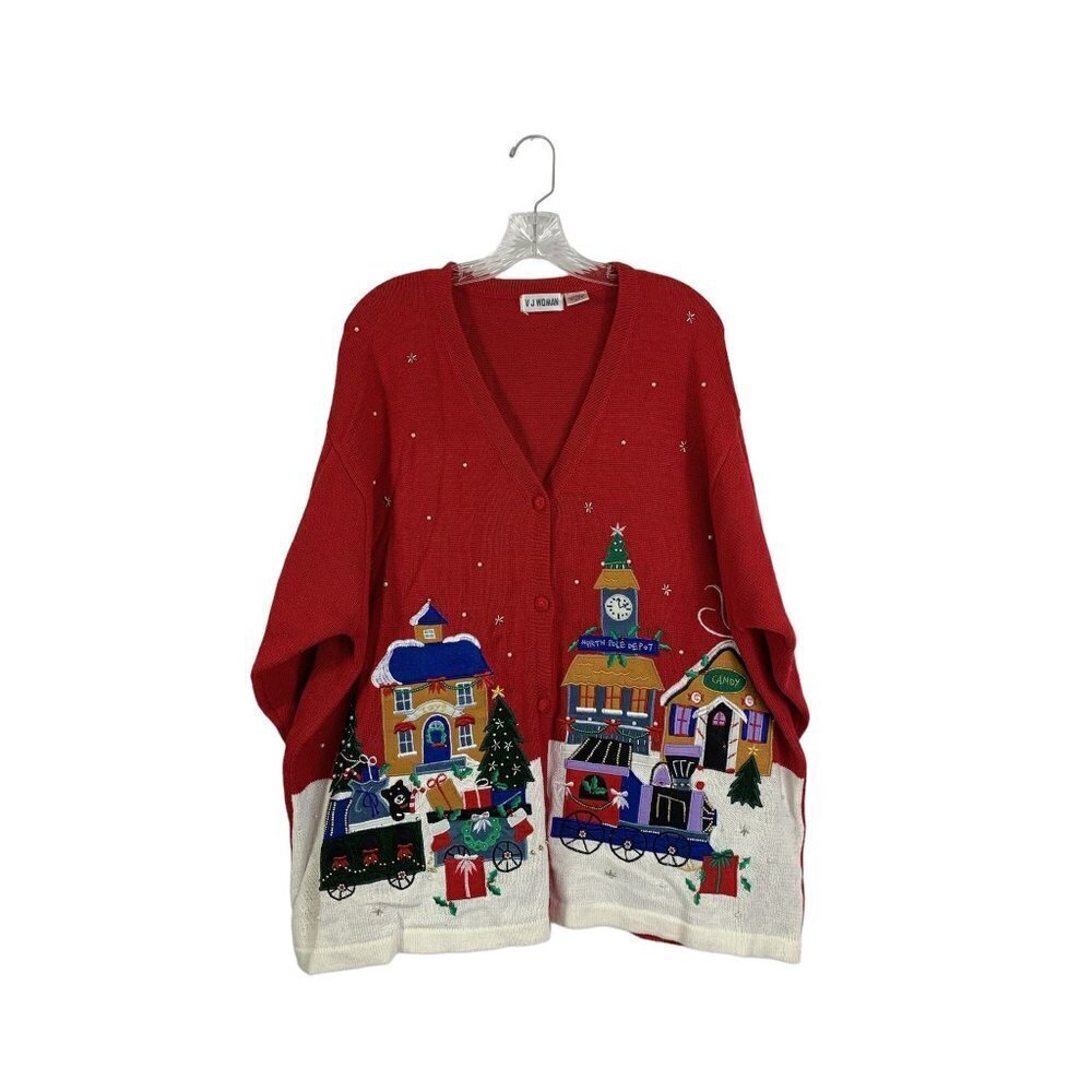 V J Women's North Pole Christmas Sweater - Picture 1 of 7